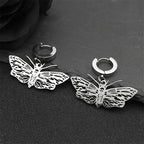 Silver Earrings Witchcraft Moth Dangle Vintage