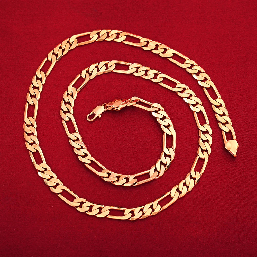 Geometric Chain Bracelet & Necklace Set 8mm — Silver and Gold