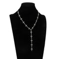 Silver Color Y Shaped Cross Tassel Necklace for Men Women Fashion Hip Hop Punk Style Long Clavicle Chain Party Jewelry Gifts