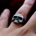 Retro Stainless Steel Robot Ghost Head Ring for Foreign Trade New Punk Hip-Hop Skull Titanium Steel Ring