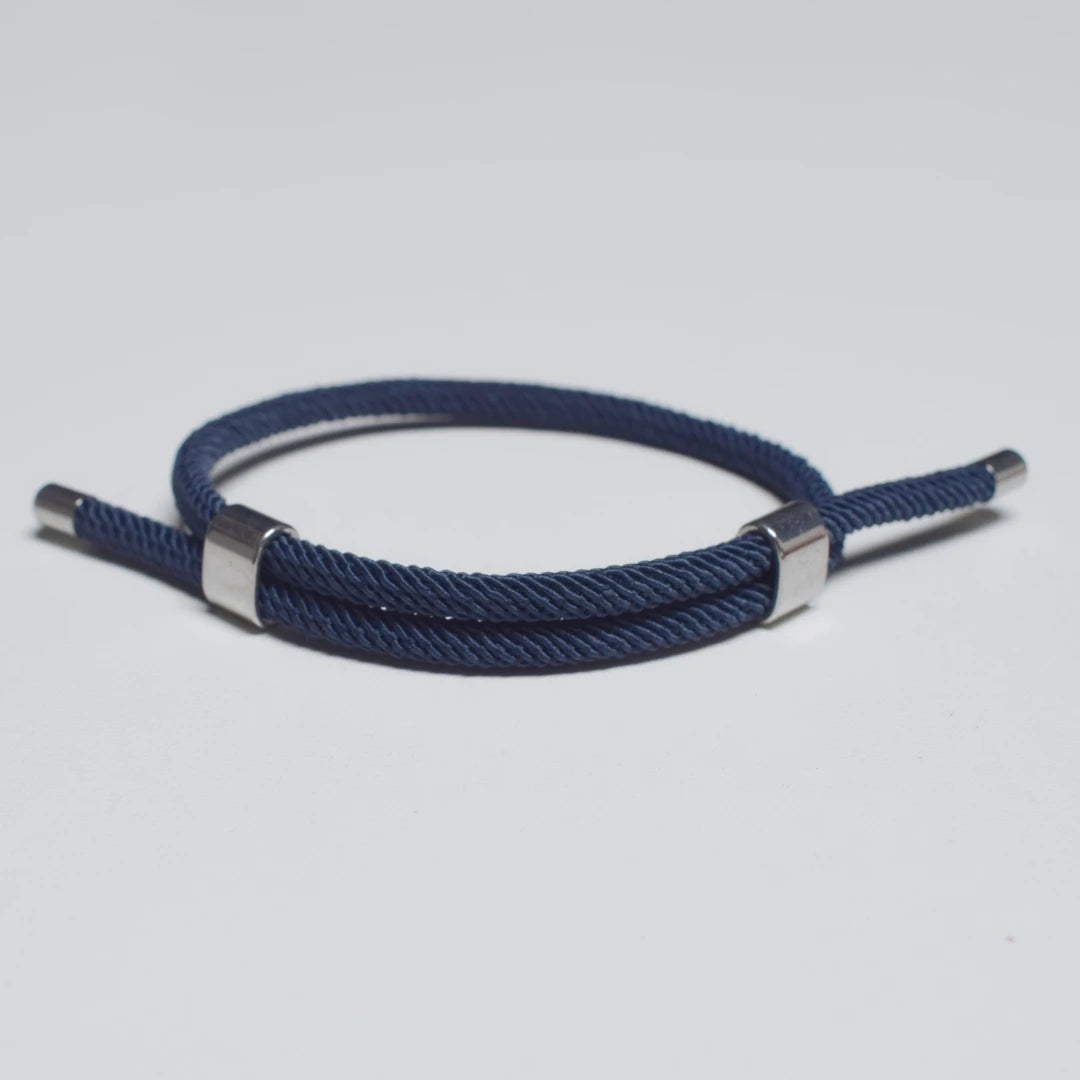 Adjustable Woven Cord Bracelet — Stainless Steel Sliding Clasp