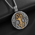 Retro Domineering Ouroboros Wrapped Around The Tree of Life Pendant Necklace Men's Personalized Punk Cool Casual