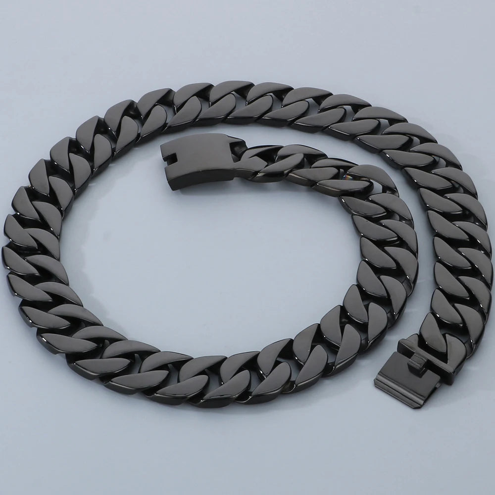 Men's 72CM Long 24MM Wide Curb Cuban Link Chain Necklaces Heavy Stainless Steel On Neck Chains for Man Party Jewelry