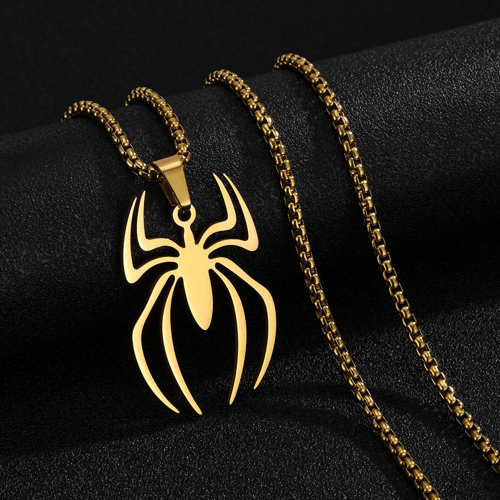 Gothic Accessories Spider Pendant Halloween Horror Spider Necklace Stainless Steel Material Vacuum Plated Non Fading
