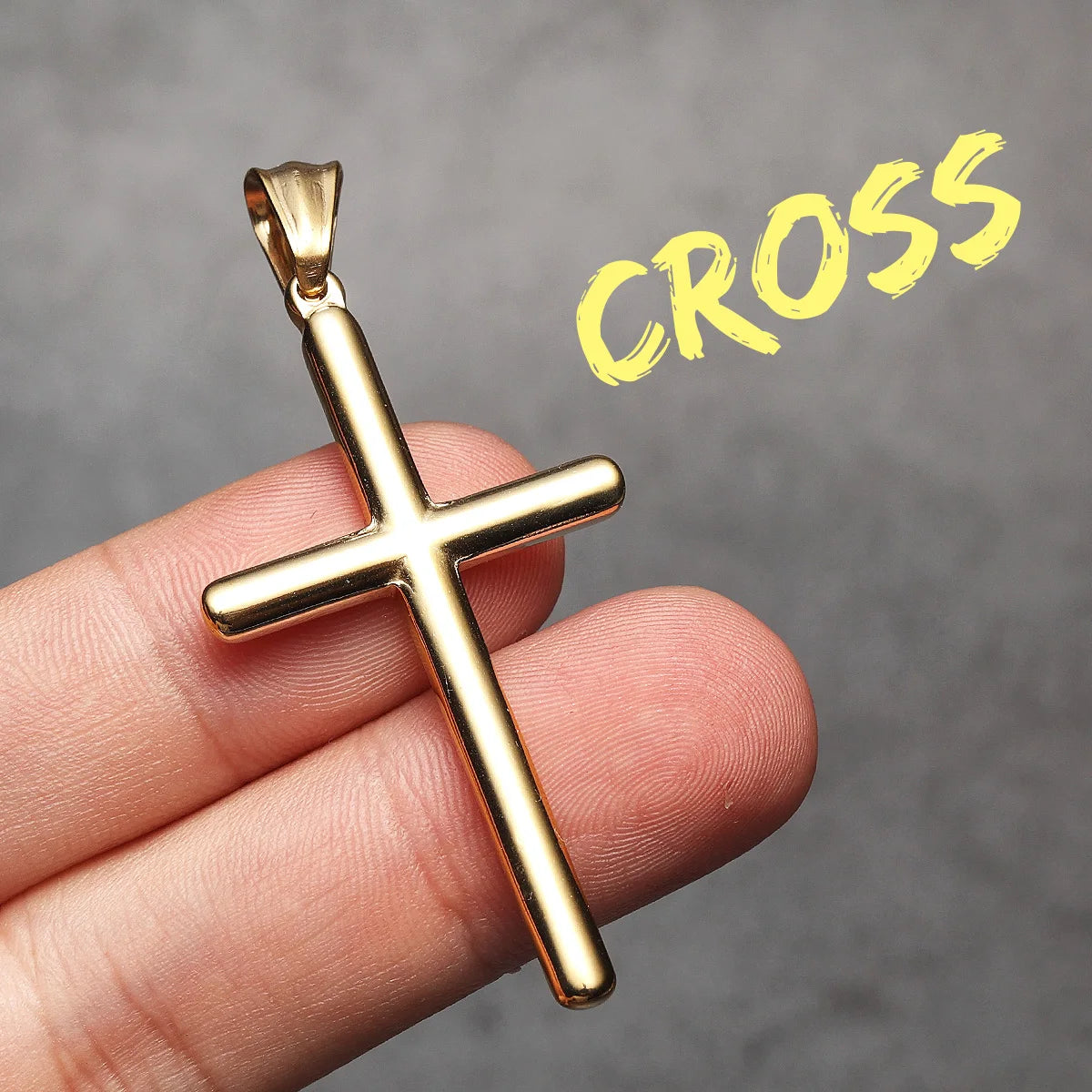 Cross Pendant Necklace Stainless Steel Simple