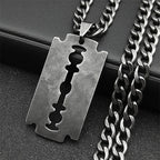 Razor Blade Long Necklace — Black Stainless