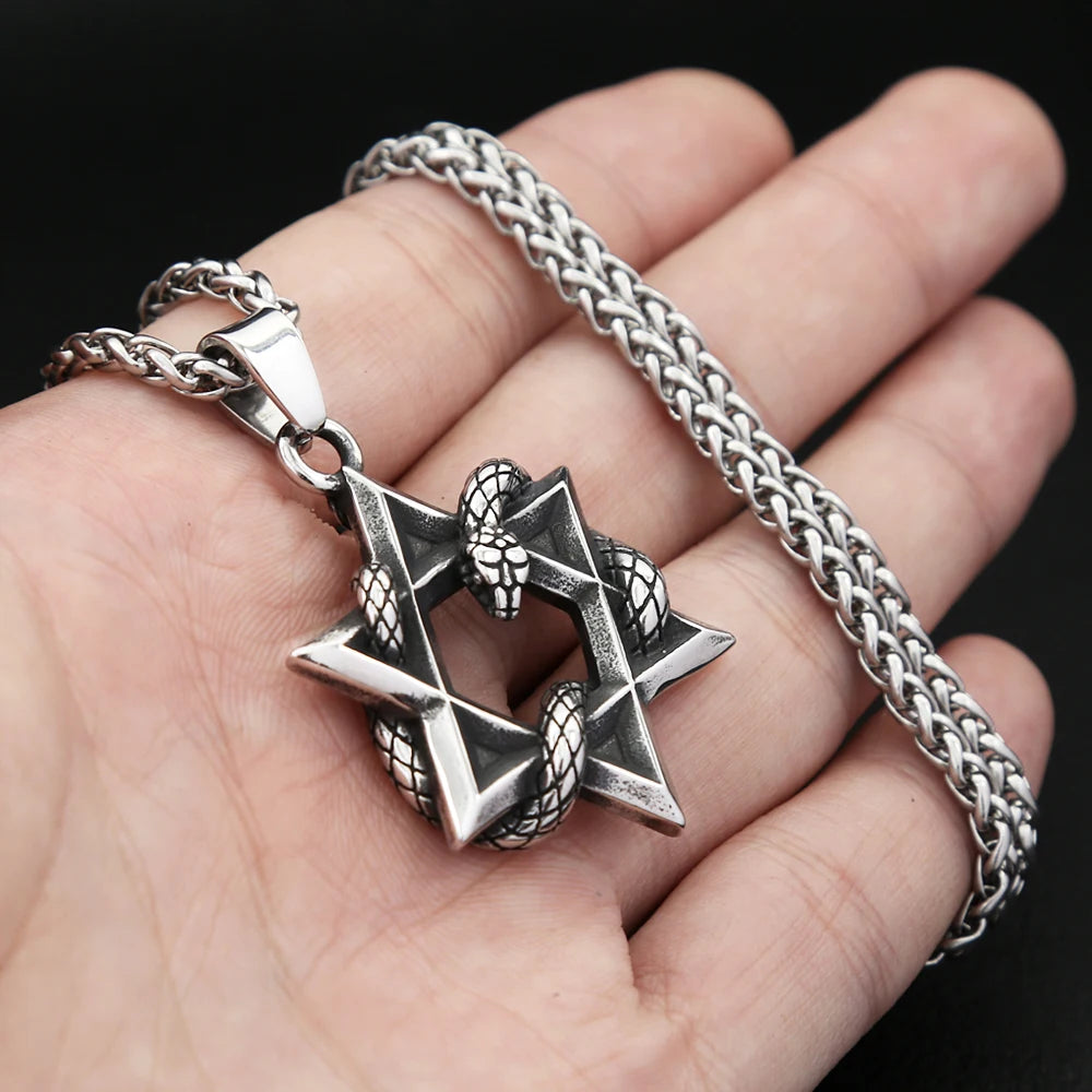 Star Snake Steel Pendant Punk Vintage David Hexagram
