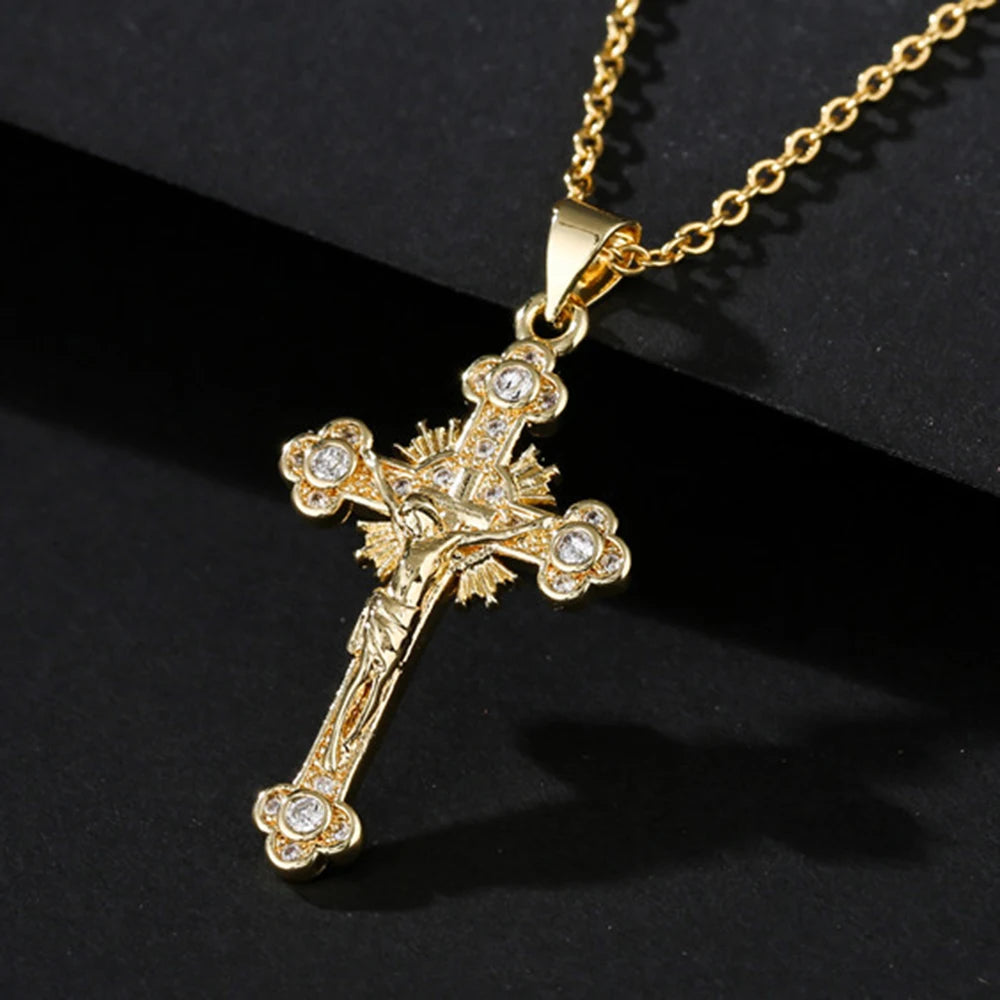 Cross Pendant Necklace — Gold-Tone