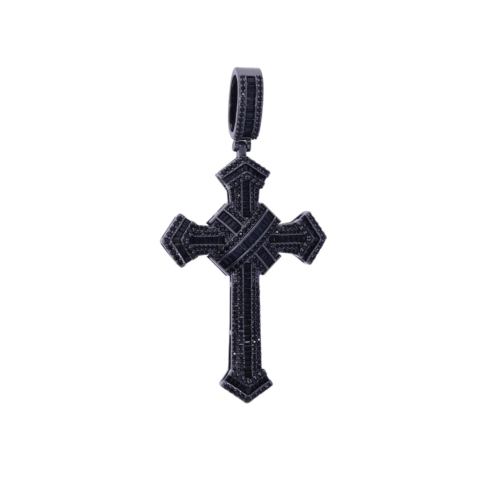 2025 New Cross Pendant for Men Women Full Iced Out Cubic Zircon Hip Hop Necklace Link Chain Fashion Rock Jewelry