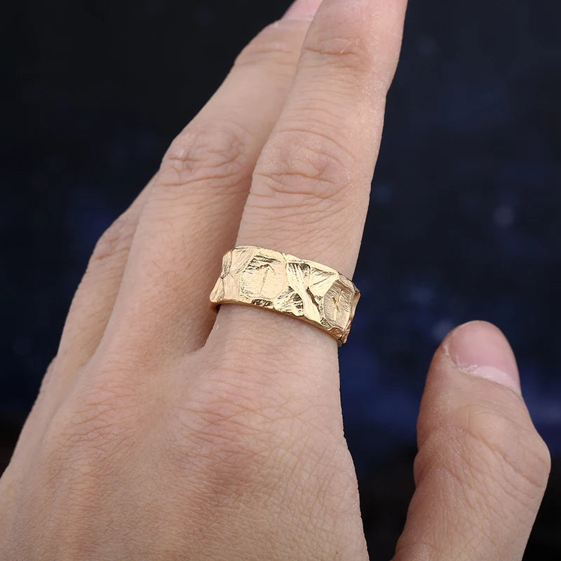Odin Norse Viking Rune Amulet Gold Ring — 316L Stainless Steel