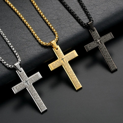 Catholic Cross Stainless Steel Pendant Necklace