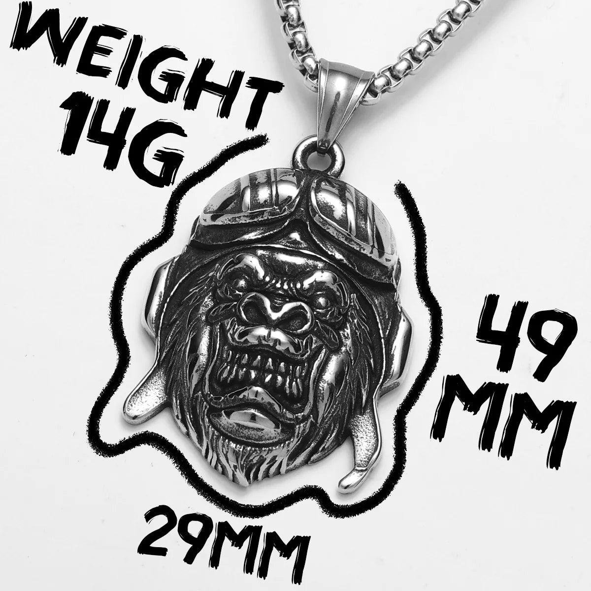 Retro Pilot Gorilla Men Necklace Stainless Steel Pendant Chain Punk Rock Jewelry New In Accessories Rider Gifts Daily