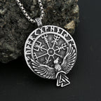 Compass Rune Pendant — Stainless Steel
