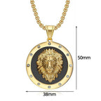 Punk Big Round Lion Head Pendant Male Gold Color Stainless Steel CZ Animal Necklaces For Men Fashion Party Jewelry Gift 2025