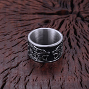 Viking Double Wolf Head Stainless Steel Ring Amulet