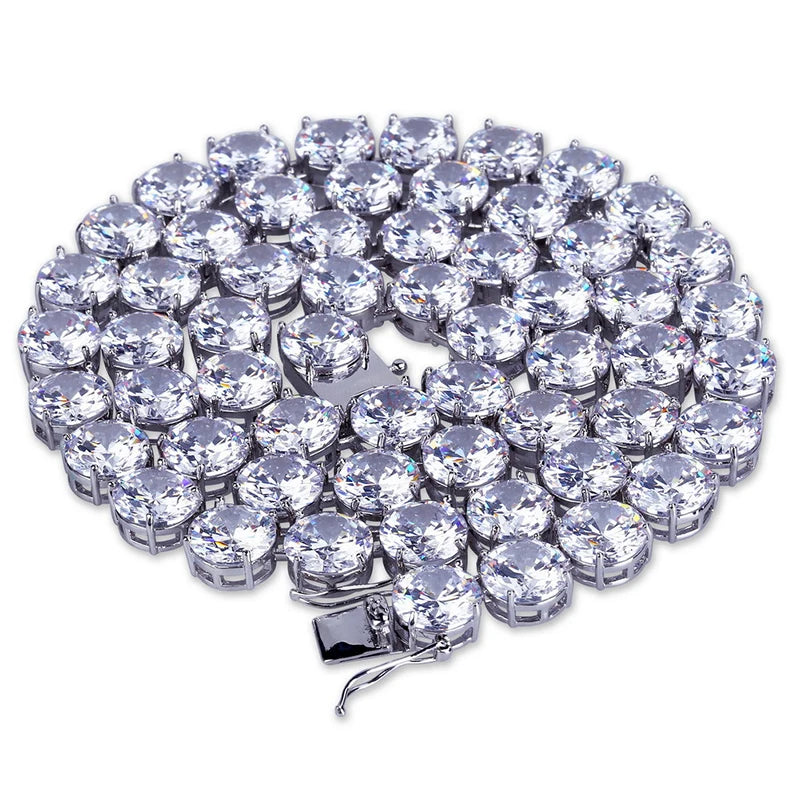 Iced Out Tennis Link Chain Necklace 10mm — Copper Alloy