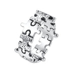 Hammered Jigsaw Puzzle Ring for Men — Stainless Steel