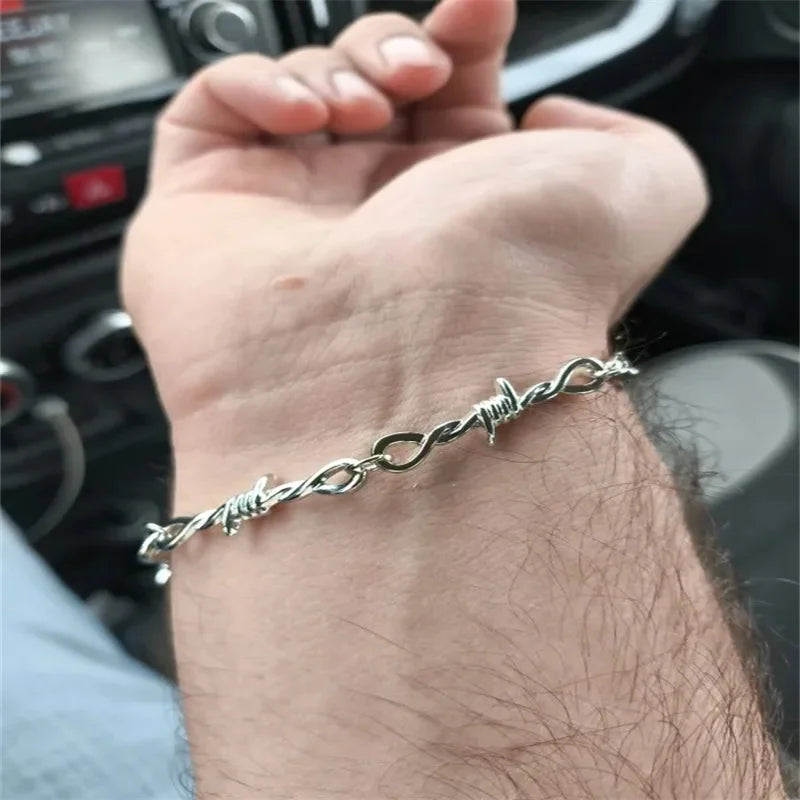 Barbed Wire Punk Bracelet for Men & Women — Stainless Steel