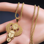 Egyptian Scarab Eye of Ra Horus Symbol Necklaces Stainless Steel Gold Color Ankh Key Of Life Necklace Jewelry collares