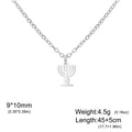 Star of David Menorah Pendant Necklace — Steel
