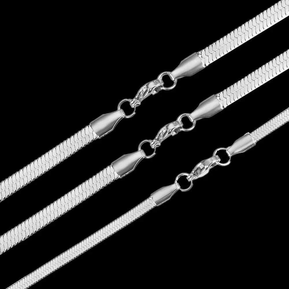 Flat Herringbone Snake Chain Necklace 4mm — Stainless Steel