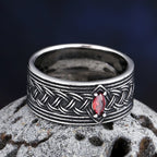 316L Stainless Steel Viking Knot Ring With Red Men Vintage Nordic Viking Totem Odin Men Rings Jewelry Party Gift