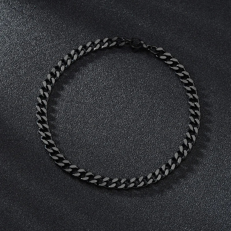 3-7mm Chunky Miami Curb Chain Bracelet for Men, Stainless Steel Cuban Link Chain Wristband Classic Punk Heavy Male