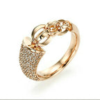 Milangirl Fashion Hip Hop Rock Rings Bling Iced Out Cuban Link Chain Micro Pave CZ Crystal Ring For Women And Man