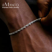 Silver Rope Chain Bracelet — Stainless Steel 2-5MM
