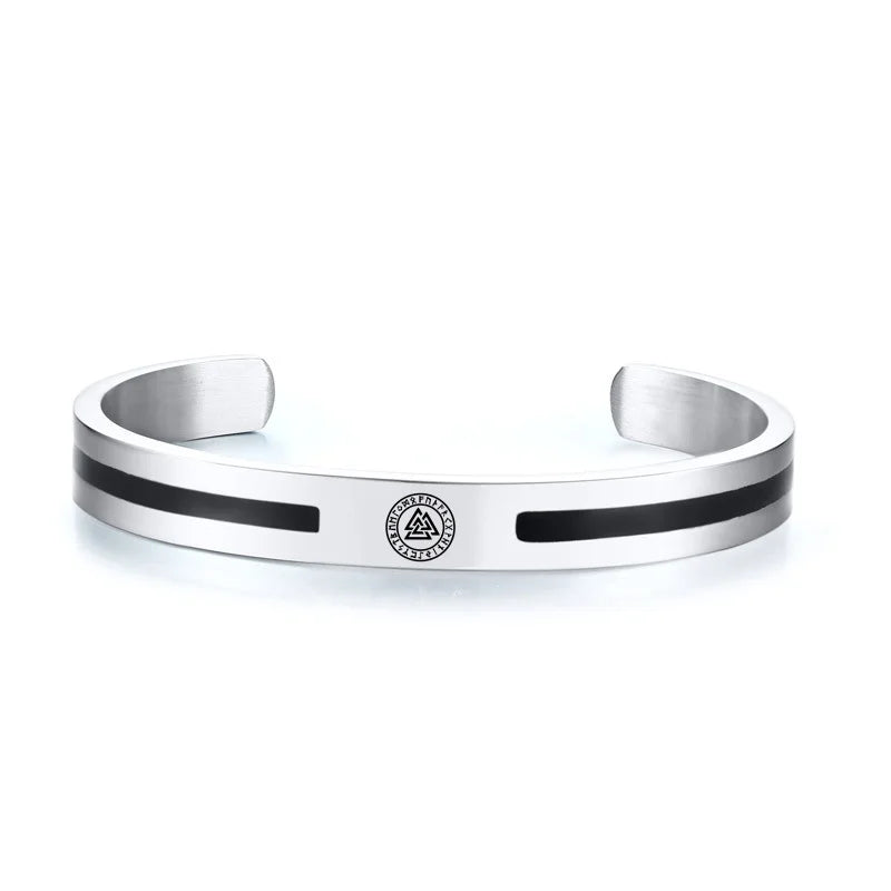 Viking Cuff Bangle Bracelet — Stainless Steel