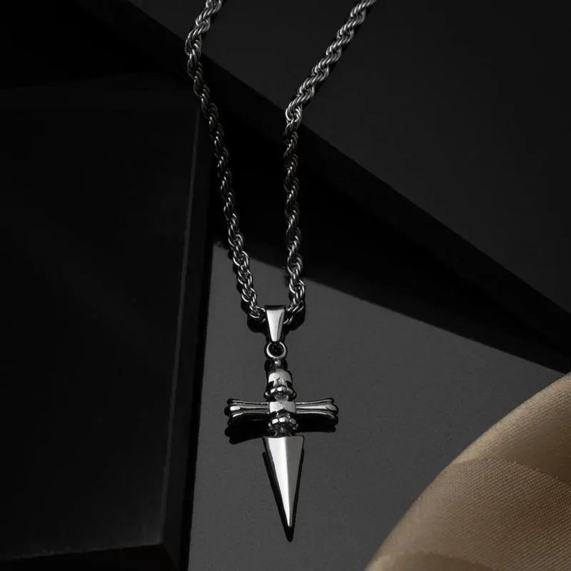 Punk Stiletto Cross Anime Accessories Judgement Chain Necklace Hunter X Hunter Pendant Men's Jewelry Gift for Boys Casual Style