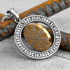 Viking Compass/Norwegian Runes Rotating Necklace Men's Nordic Amulet Hip Hop Boutique Biker Pendant Stainless Steel Jewelry Gift