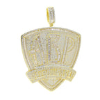 New Iced Out Bling CZ Letter Cross Pendant Necklace Various Design 5A Zircon Two Tone Color Badge Charm Men's Hip Hop