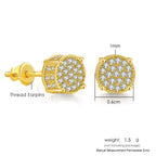 Iced Out Round Stud Earrings — Gold