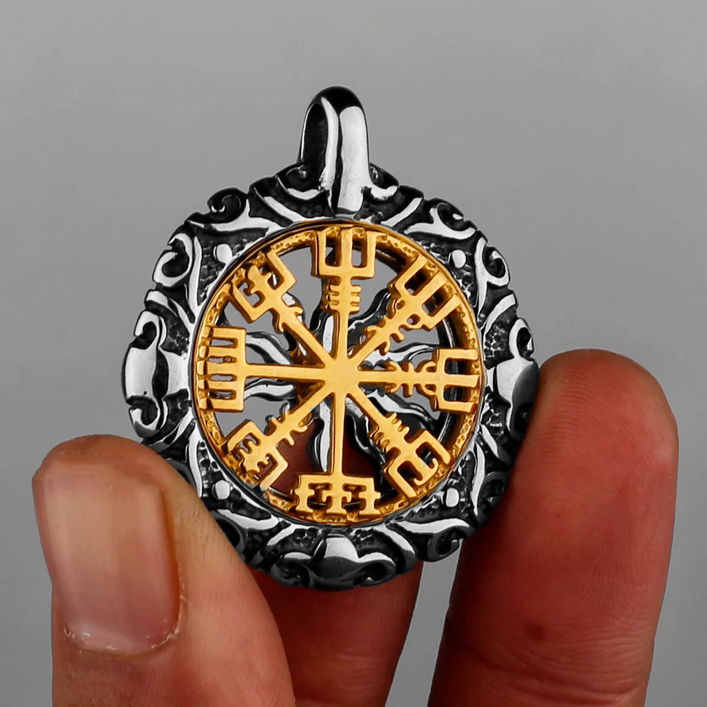 Viking Rune Hollow Amulet Pendant — Stainless Steel