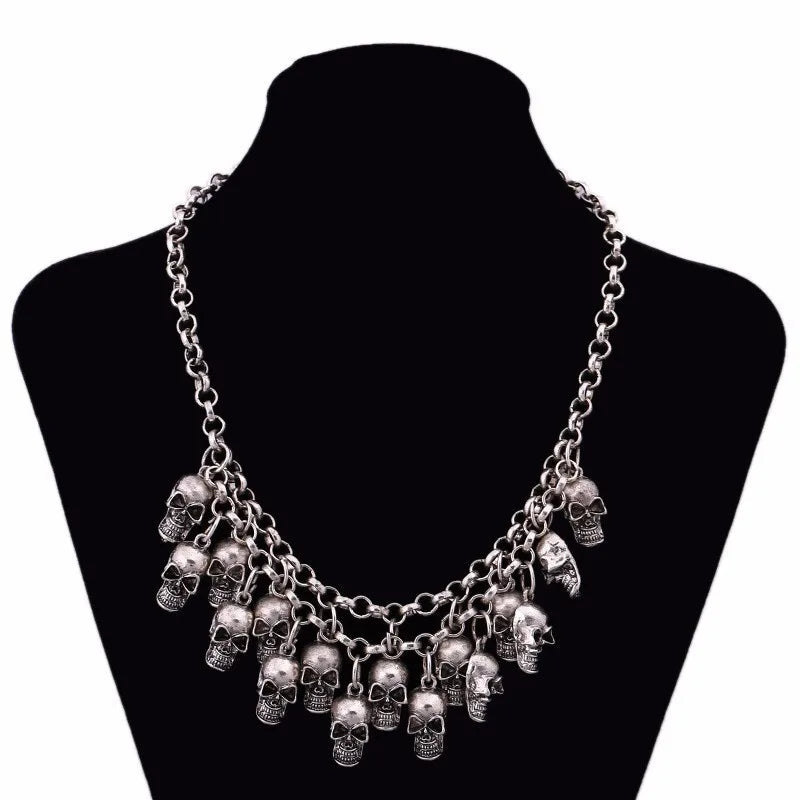 Layered Skull Choker Necklace — Gothic Vintage