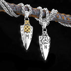 Norse Runes Odin's Spear Necklace Men's Gold Color Stainless Steel Arrowhead Pendant Valknut Talisman Male Vikings