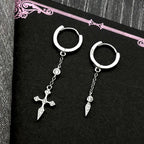 Cross Two-Tone Earrings Sterling Zircons Spike