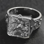 Dragon, Lion & Skull Flip-Top Signet Ring — Two-Tone