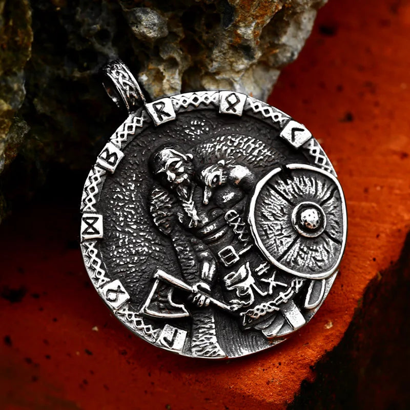 Viking Navigation Skull Pendant — Stainless Steel