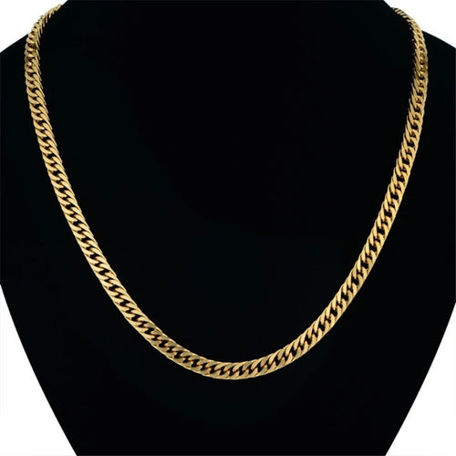 6.5MM Cuban Link Chain Necklace — Black & Gold