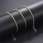 Rope Chain Necklace Two-Tone Stainless Steel 3MM