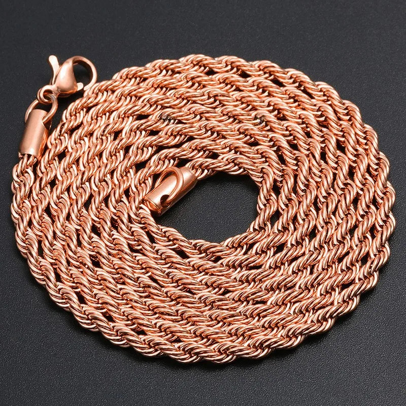 Daily Simple 3MM Twisted Chain Necklace For Men And Women Artificial Couple Necklace