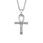 Vintage Stainless Steel Ancient Egyptian Ankh Cross Pendant Necklaces For Men Women Fashion Eye Of Horus Amulet Jewelry