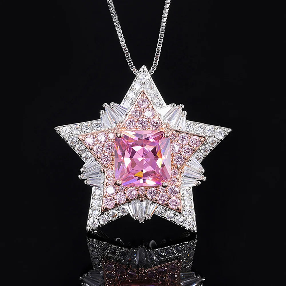 Iced Out Pentagram Pendant Necklace 10mm