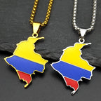 Colombia Map Flag Pendant Necklace For Women Men Stainless Steel Gold Color South America Country Nation Art Male Jewelry Gifts