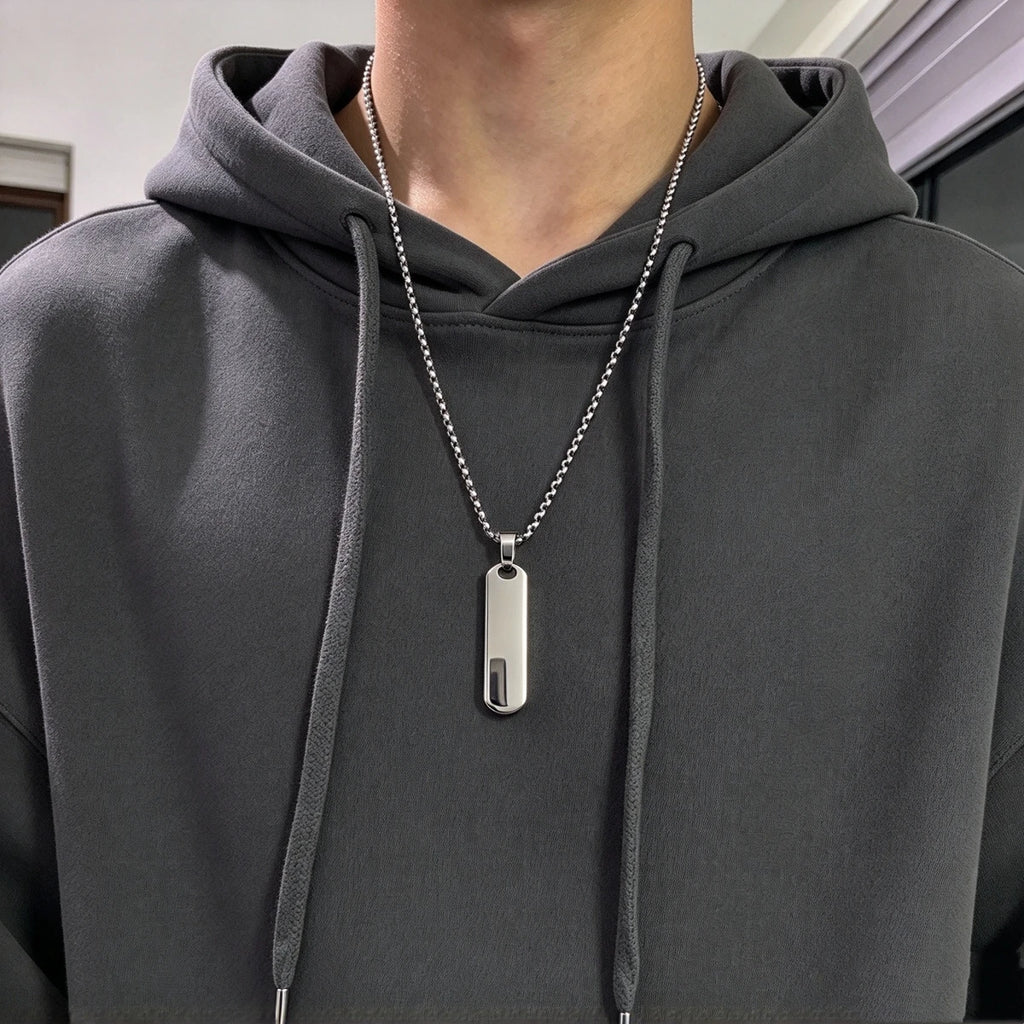 Minimalist Vertical Rectangle Bar Necklace — 316L Stainless Steel