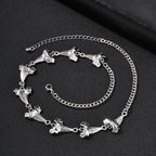 Vnox Shark Tooth Necklaces for Men, Silver Color Alloy Adjustable Chain Irregular Pendant Necklace Street Casual Daily Jewelry