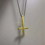 Hip Hop Punk Stainless Steel Inverted Cross Pendant Necklace for Men Women Men Trendy Personality Collar Chain Jewelry Gifts