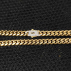 Gold Cuban Chain Necklace Iced Out 8MM Diamond Clasp
